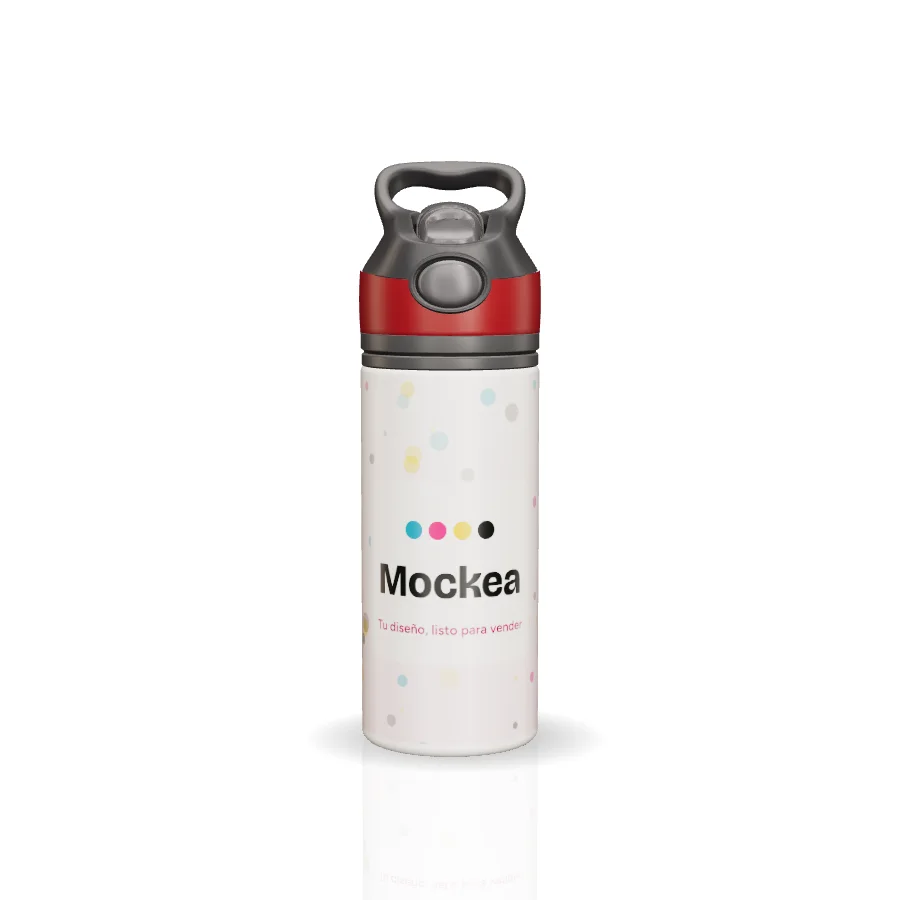 Botella de aluminio 12 oz en 3D con el diseño de ejemplo de Mockea