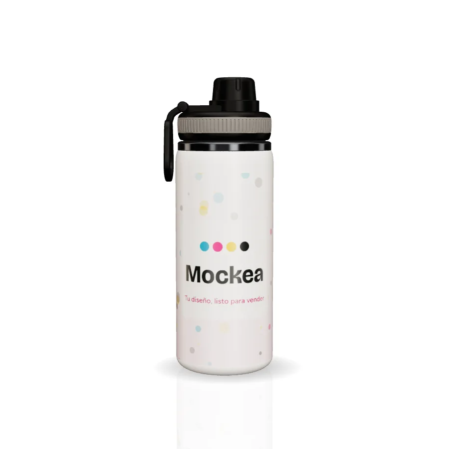 Botella de boca ancha en 3D con el diseño de ejemplo de Mockea