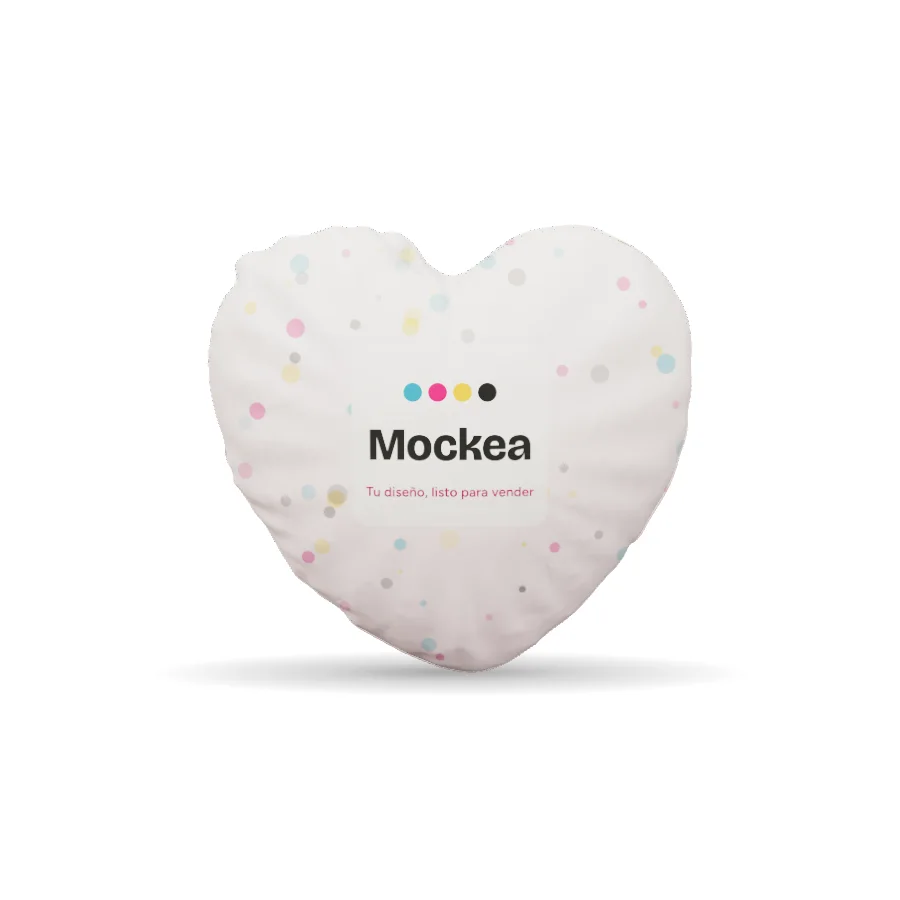 Cojín corazón en 3D con el diseño de ejemplo de Mockea