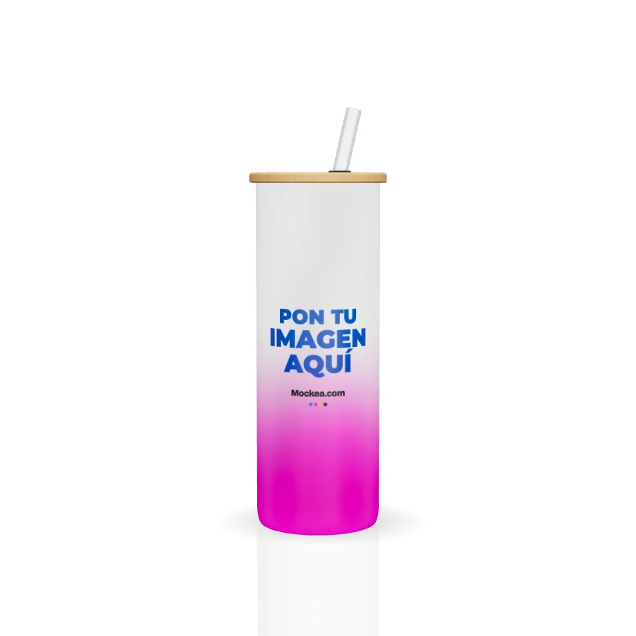 Vaso de vidrio frosted 20 oz en 3D con el diseño de ejemplo de Mockea
