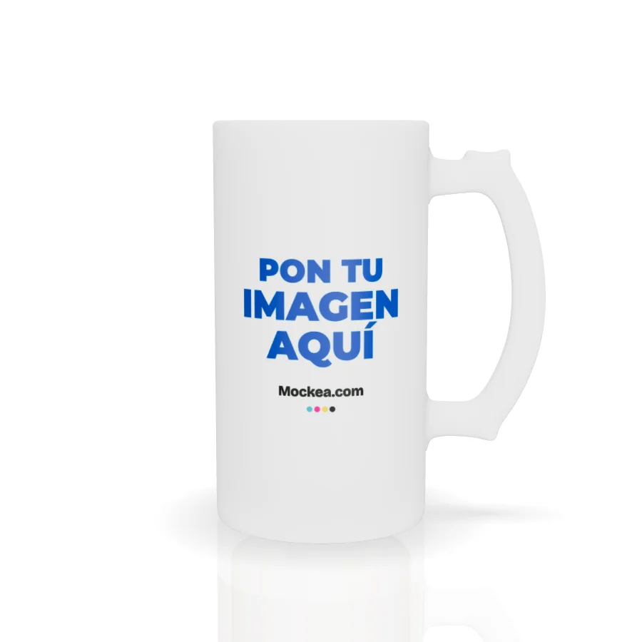 16 oz Frosted Beer Mug in 3D with Mockea’s sample design