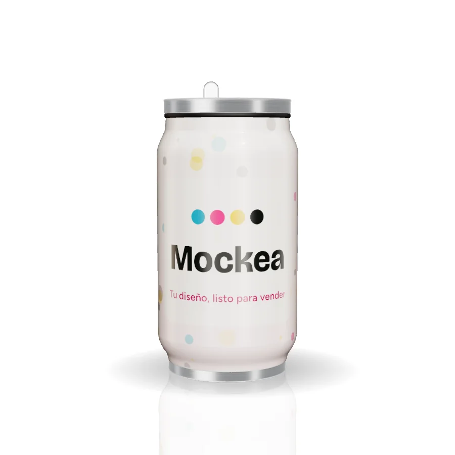 Lata 12 oz en 3D con el diseño de ejemplo de Mockea