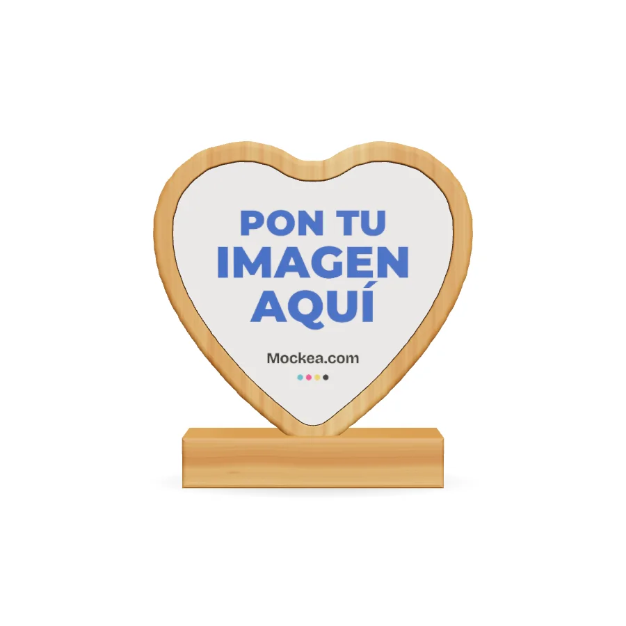 Marco de bambú corazón en 3D con el diseño de ejemplo de Mockea