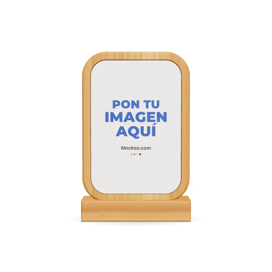Marco de bambú rectangular en 3D con el diseño de ejemplo de Mockea