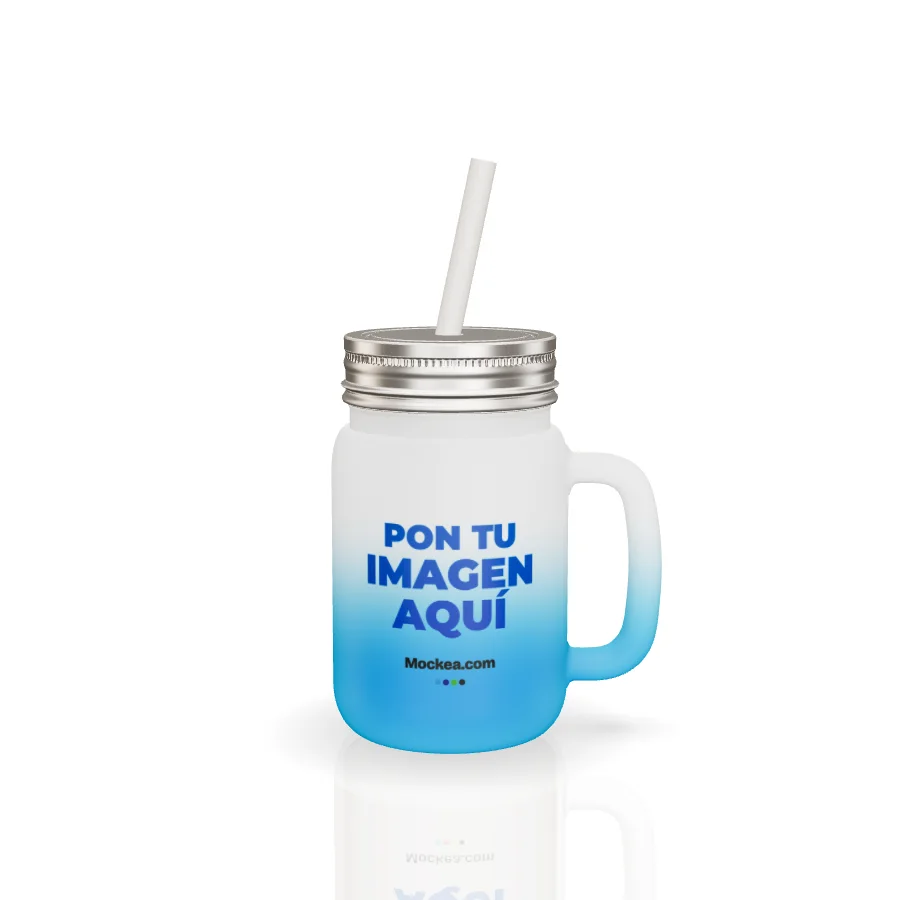 Frosted mason jar 12 oz in 3D with Mockea’s sample design