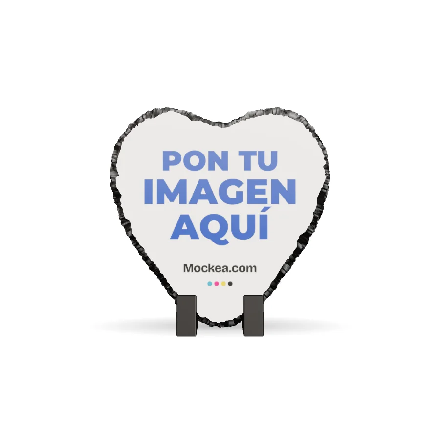 Pizarra corazón en 3D con el diseño de ejemplo de Mockea