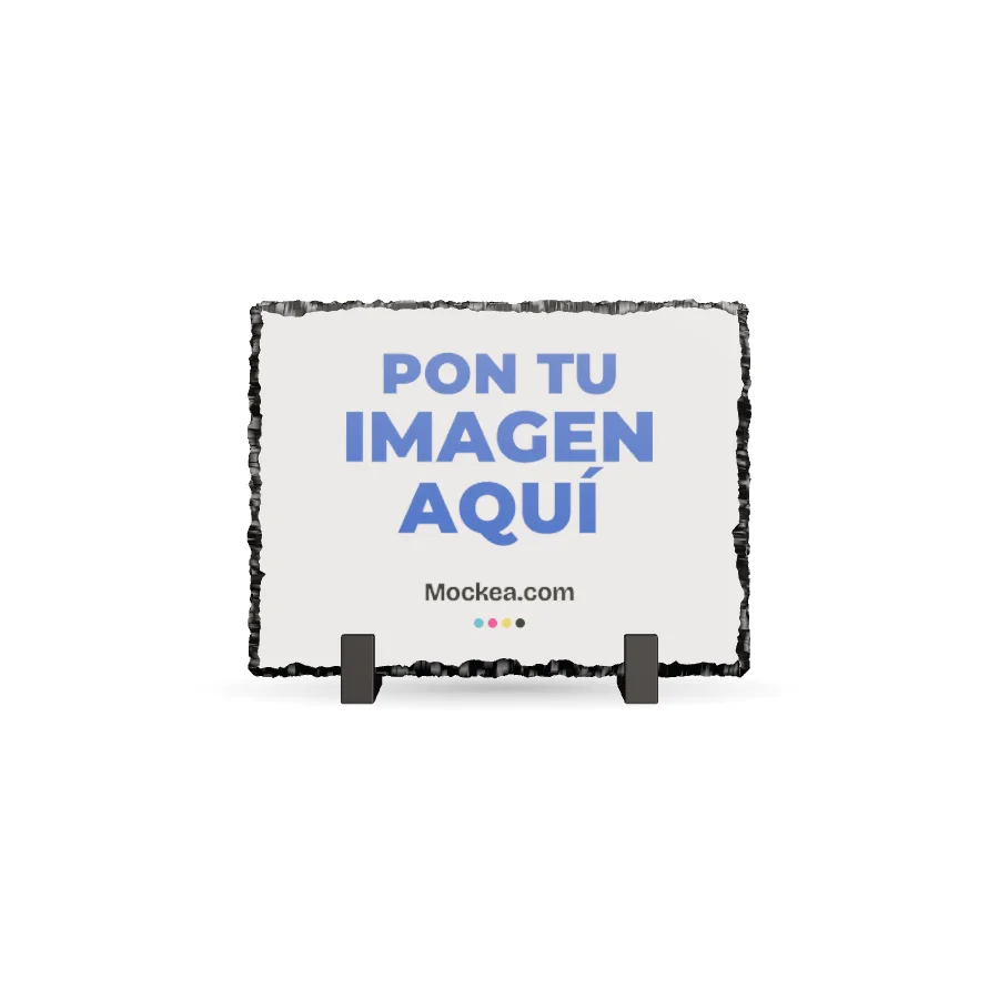 Pizarra rectangular en 3D con el diseño de ejemplo de Mockea