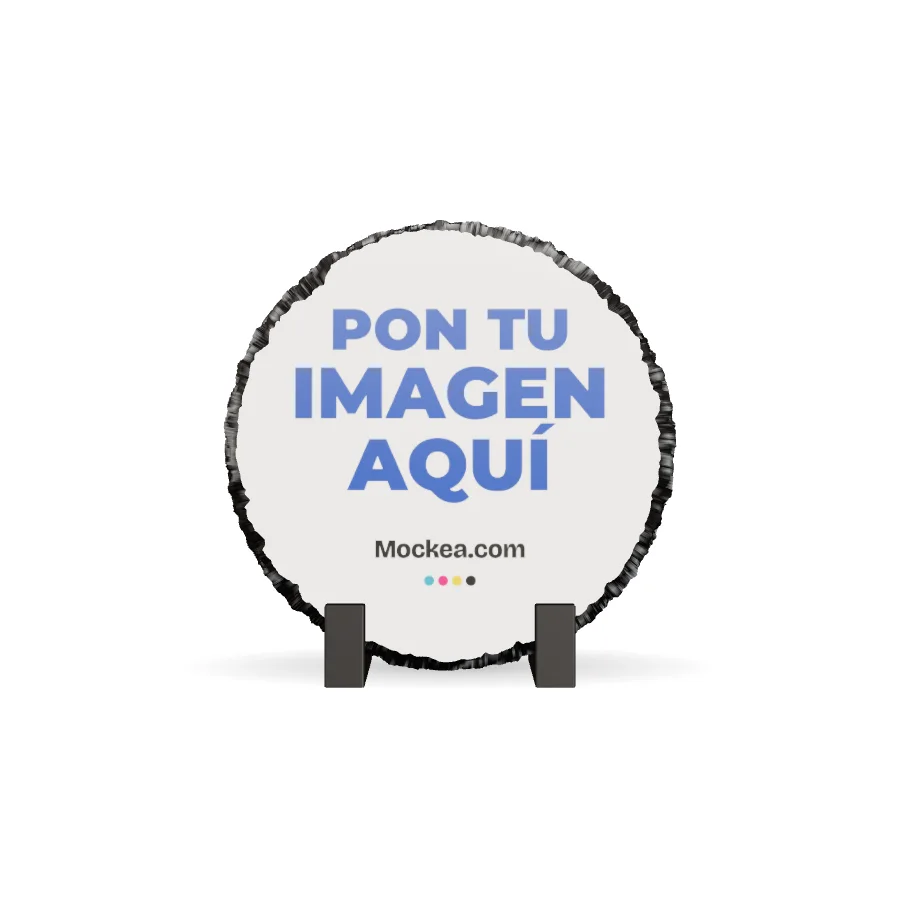 Pizarra redonda en 3D con el diseño de ejemplo de Mockea