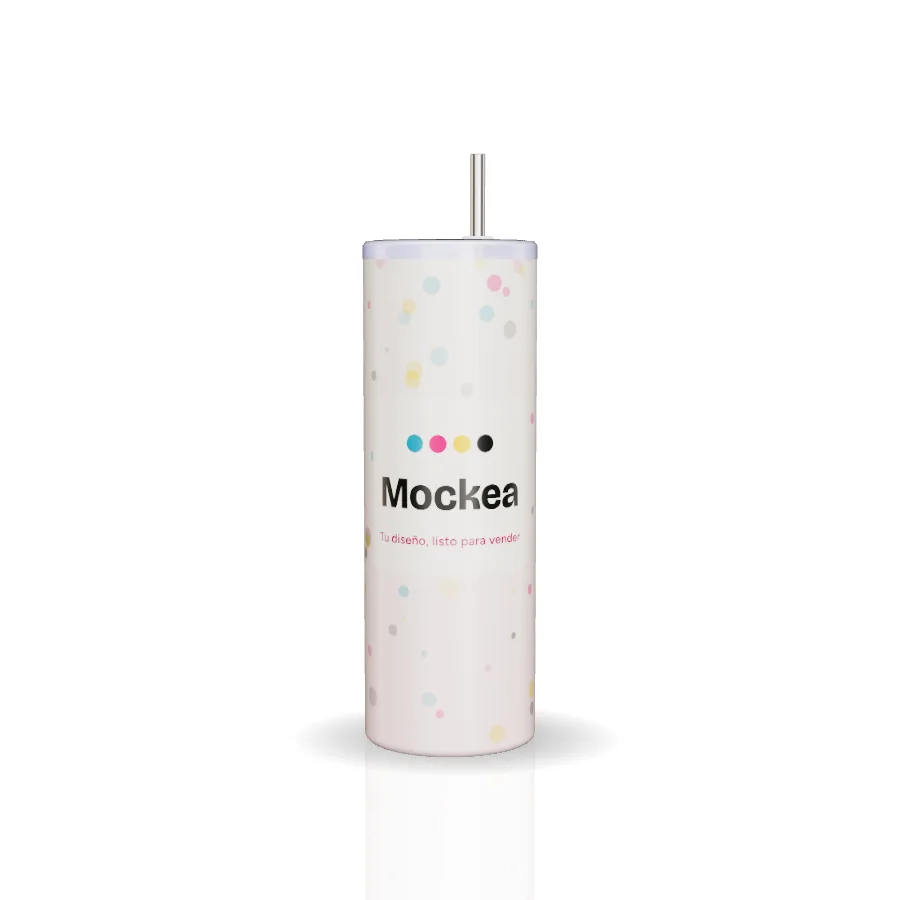 Vaso 20 oz skinny en 3D con el diseño de ejemplo de Mockea
