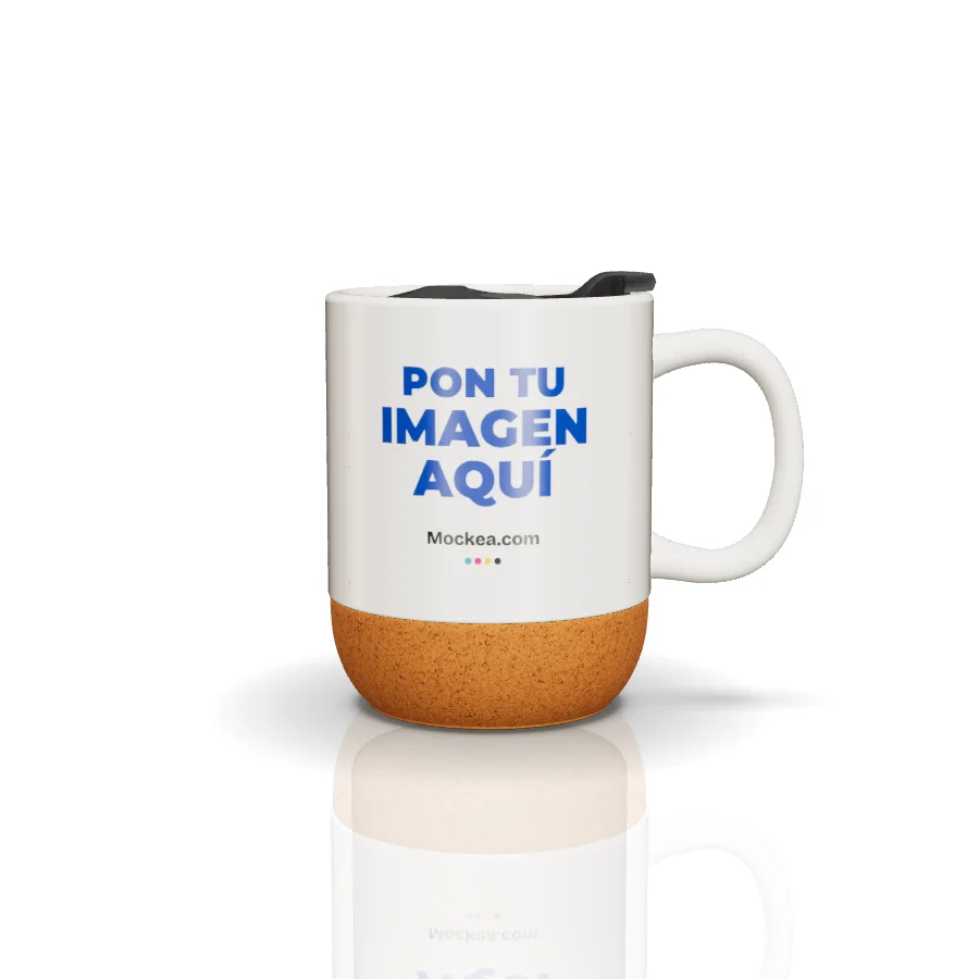 12 oz Mug with Cork Base in 3D with Mockea’s sample design