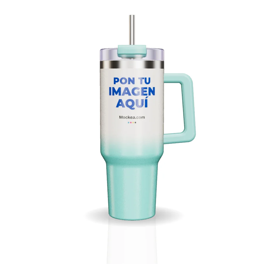 40 oz Tumbler with Handle in 3D with Mockea’s sample design