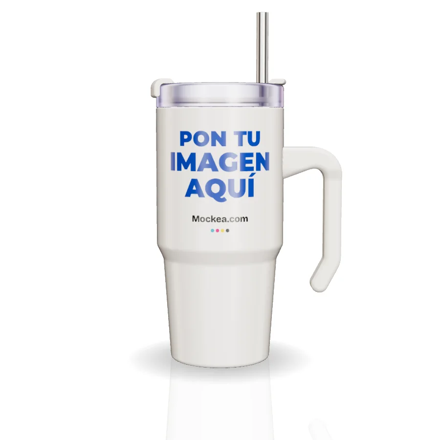 20 oz Tumbler with Handle in 3D with Mockea’s sample design