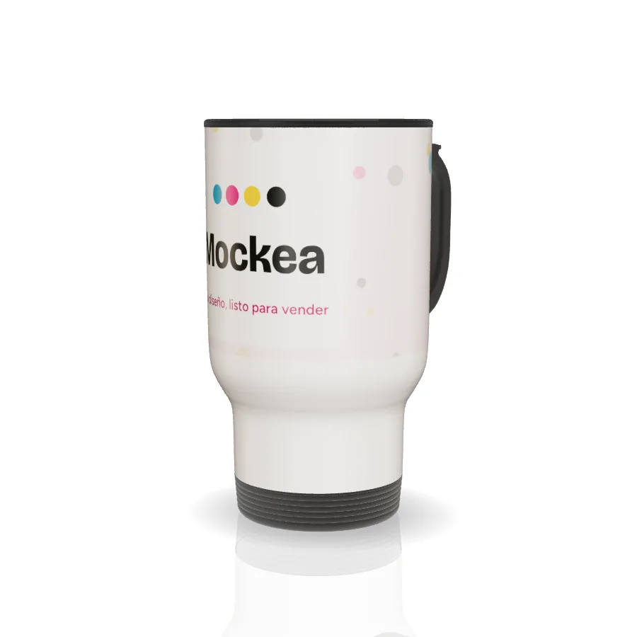 Taza de viaje 16 oz en 3D con el diseño de ejemplo de Mockea