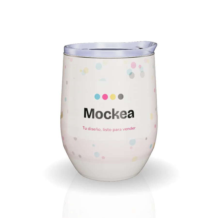 Vaso vinero 12 oz en 3D con el diseño de ejemplo de Mockea